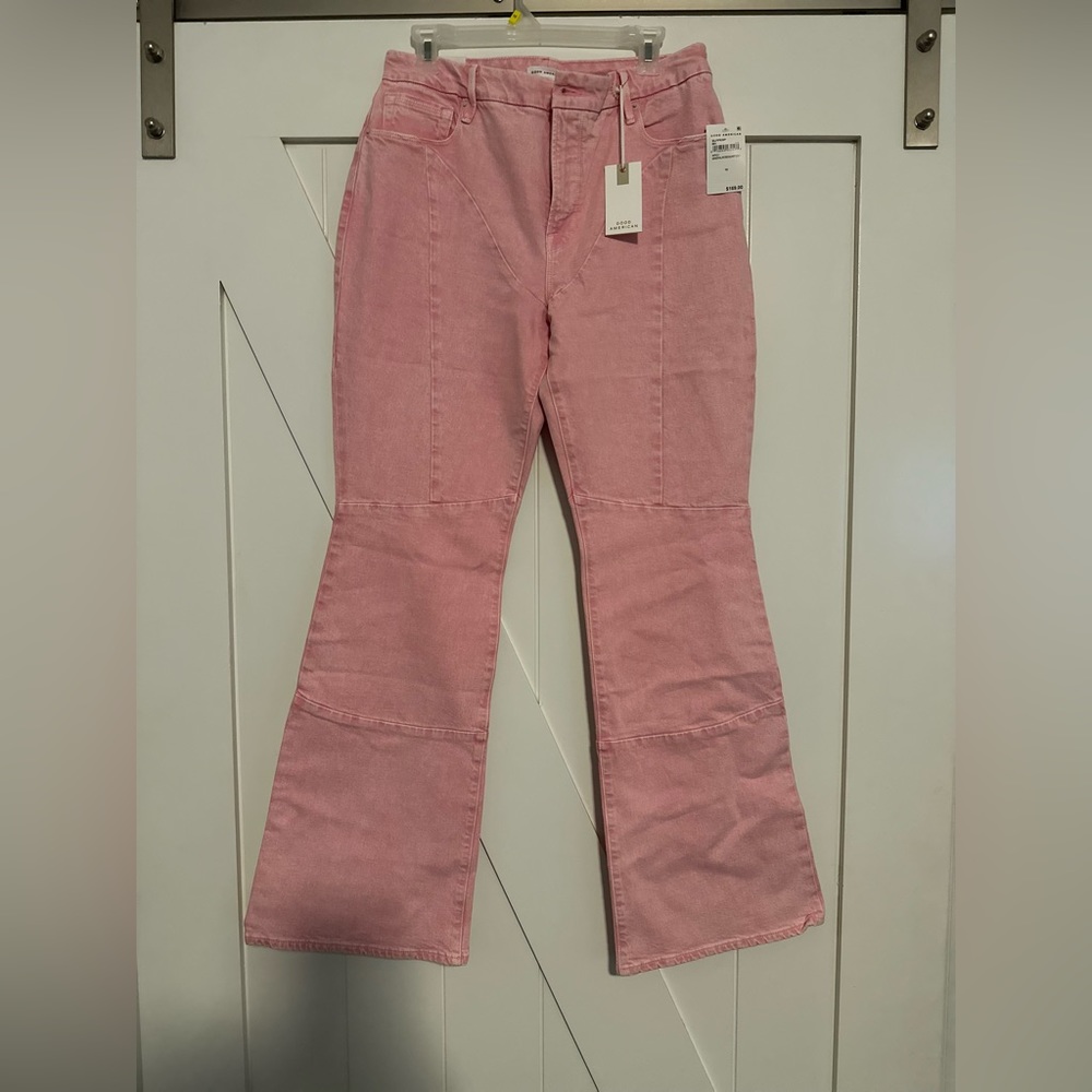 Good American Pink jeans Legs Flared